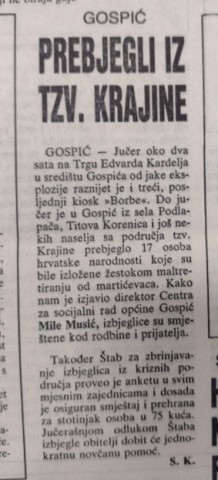 Нови лист, текст Симе Кљајића „Пребегли из Крајине“ (фото: УНС)